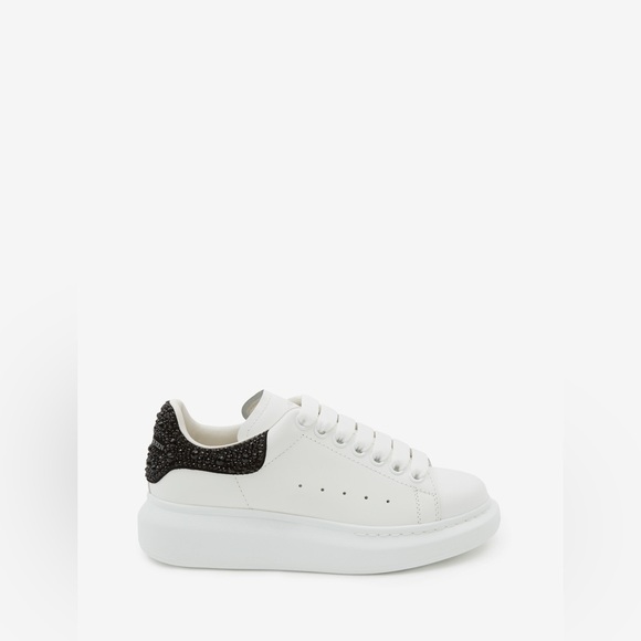 Alexander McQueen Women's Oversized Sneaker in White/Jet Black Crystals 38.5 - Picture 4 of 15